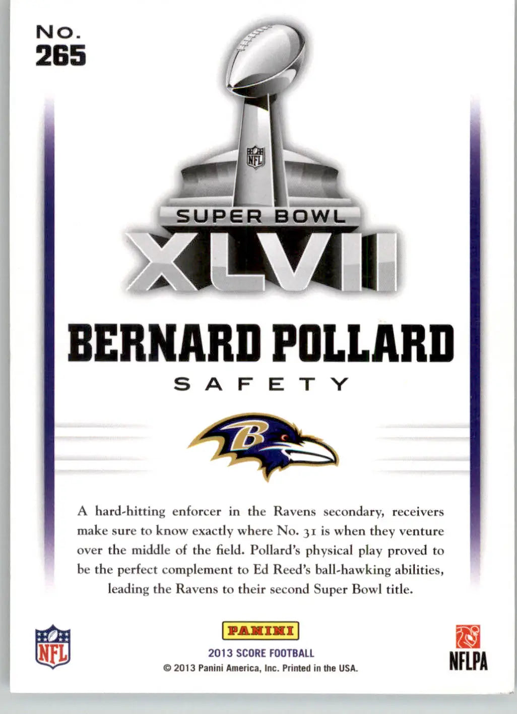 Bernard Pollard - 2013 Score - #265 - Football - Football Card Single
