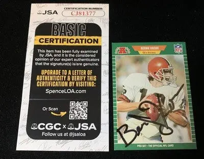 Bernie Kosar 1989 Pro Set #77 Autographed Signed Card Cleveland Browns JSA Auto - Football Card Single