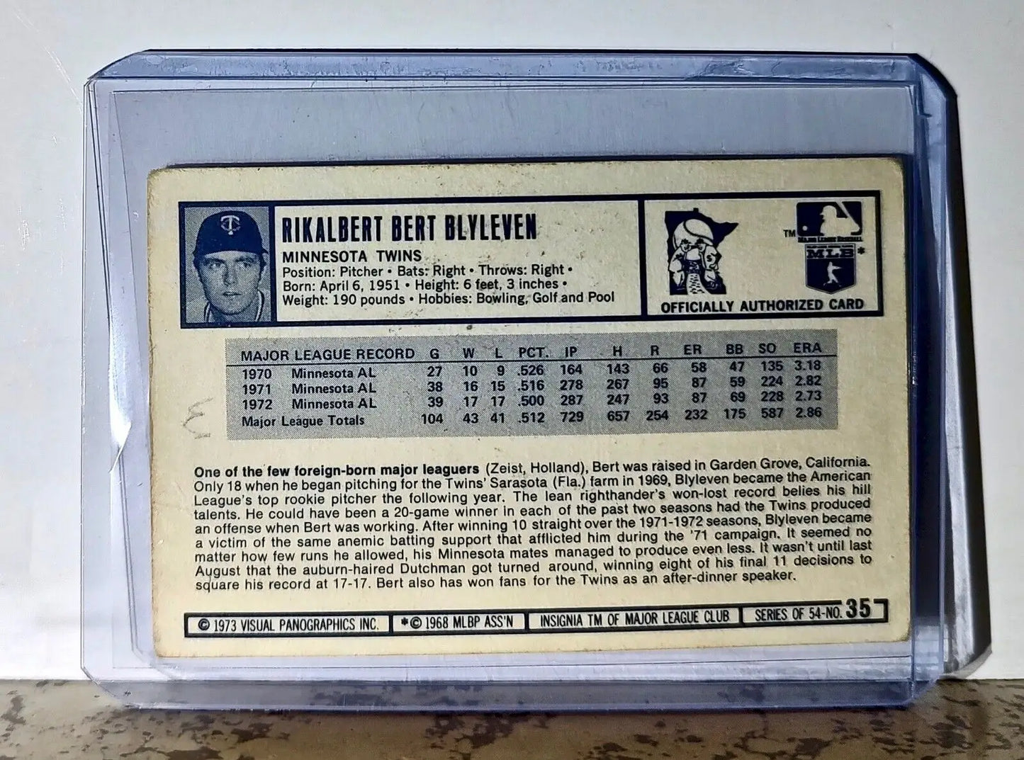 Bert Blyleven 1973 Pro Super Stars MLB #35 Baseball Card Minnesota Twins - Baseball Card Single