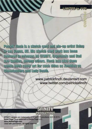Bettie Page 5finity 2015 Patrick Finch promo card with abstract geometric patterns