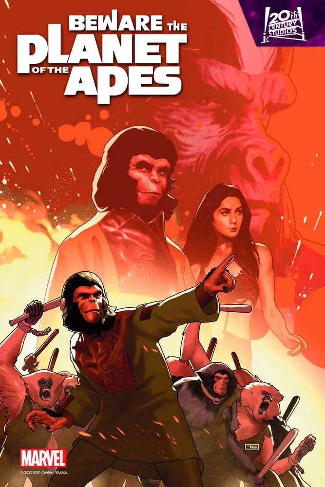 Comic book cover art for Beware the Planet of the Apes #4 with apes, humans, and action
