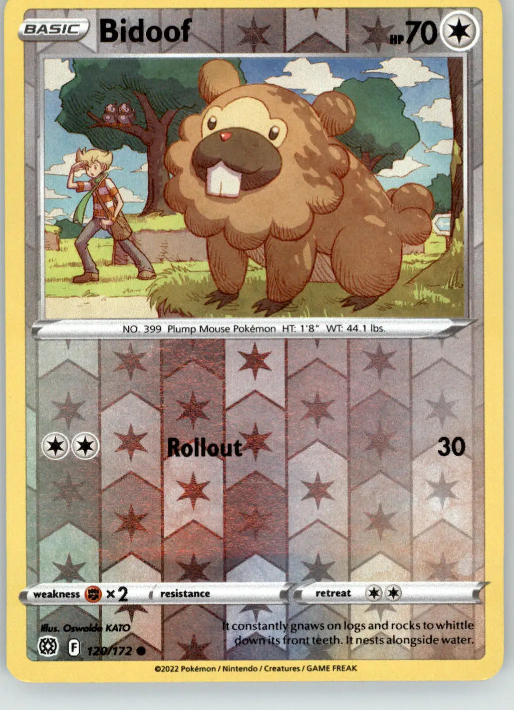 Bidoof - Brilliant Stars - 120/172 - Reverse Holo LP Pokemon - Pokémon Card Single