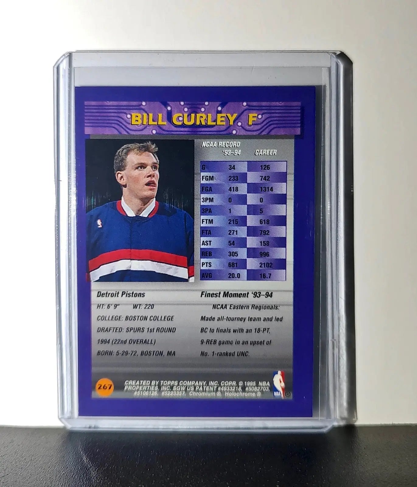Bill Curley Rookie 1994-95 Topps Finest #267 Basketball Card