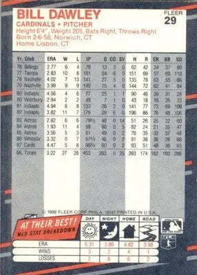 Bill Dawley - 1988 Fleer - #29 - Baseball - Baseball Card Single