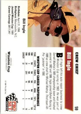 Bill Ingle - 1991 Pro Set - #59 - Racing - Racing Card Single