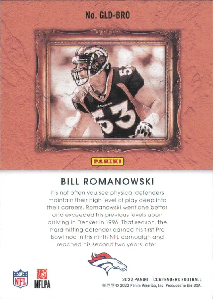 Bill Romanowski 2022 Panini Contenders Gladiators #GLD-BRO Denver Broncos Card - Football Card Single