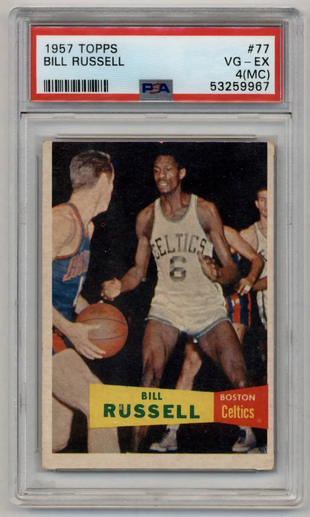 Bill Russell 1957-58 Topps #77 PSA 4 (MC) Very Good-Excellent - Basketball Card Single