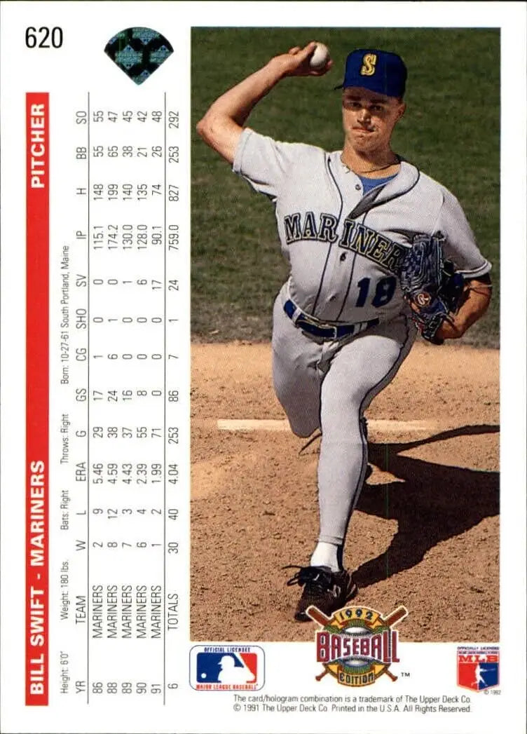 Bill Swift 1992 Upper Deck MLB #620 Baseball Card Seattle Mariners - Baseball Card Single