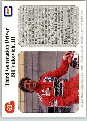 Bill Vukovich III Third Generation Driver - 1991 All World - #63 - Racing - Racing Card Single