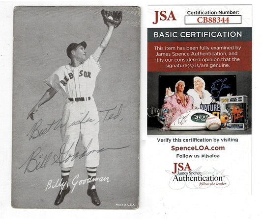 Billy Goodman Signed 1947-66 Exhibits Autograph Boston Red Sox JSA Auto - Baseball Card Single