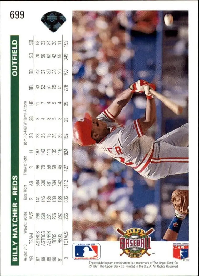 Billy Hatcher 1992 Upper Deck MLB #699 Baseball Card Cincinnati Reds - Baseball Card Single