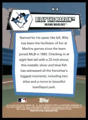 Billy the Marlin 2024 Topps Big League Mascots #M-14 Miami Marlins - Baseball Card Single