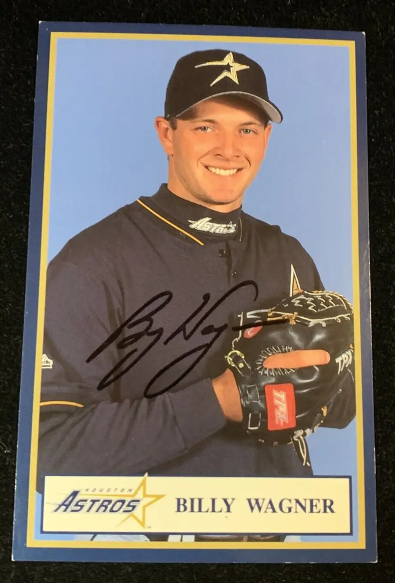 Billy Wagner Signed 3x5 Post Card Photo Auto 1998 Houston Astros Team Issue JSA - Baseball Card Single