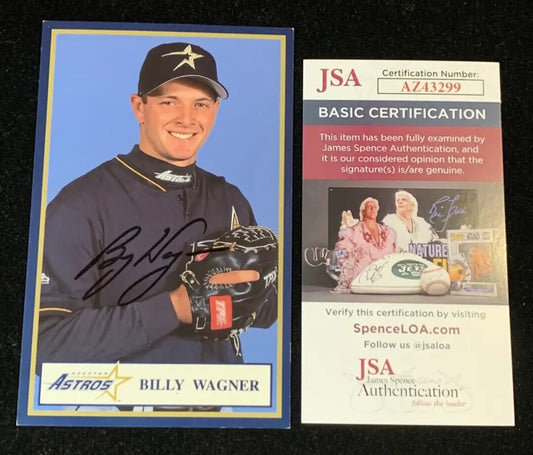 Billy Wagner Signed 3x5 Post Card Photo Auto 1998 Houston Astros Team Issue JSA - Baseball Card Single