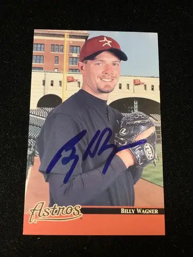Billy Wagner Signed 3x5 Post Card Photo Auto 2001 Houston Astros Team Issue JSA - Baseball Card Single