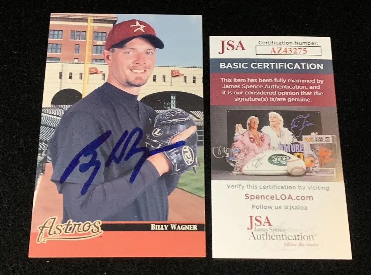 Billy Wagner Signed 3x5 Post Card Photo Auto 2001 Houston Astros Team Issue JSA - Baseball Card Single