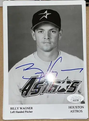 Billy Wagner Signed 5x7 B&W Photo Auto 1995 Houston Astros Team Issue JSA - Sports Memorabilia