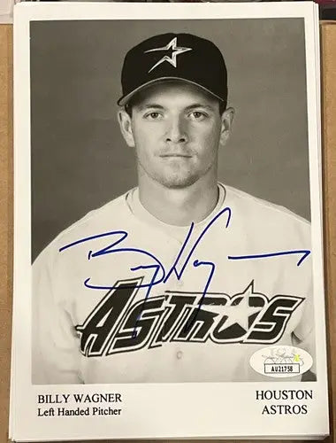 Billy Wagner Signed 5x7 B&W Photo Auto 1995 Houston Astros Team Issue JSA - Sports Memorabilia