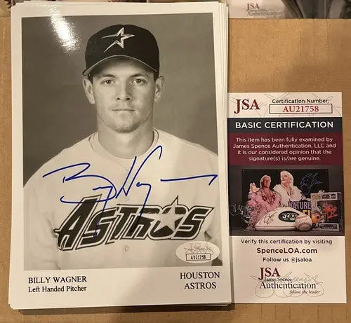 Billy Wagner Signed 5x7 B&W Photo Auto 1995 Houston Astros Team Issue JSA - Sports Memorabilia