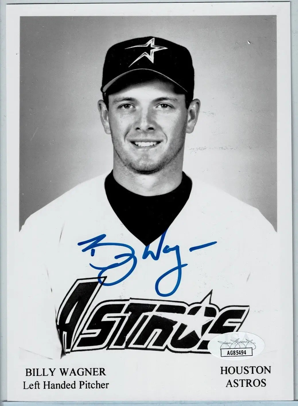 Billy Wagner Signed 5x7 B&W Photo Auto 1996 Houston Astros Team Issue JSA - Sports Memorabilia