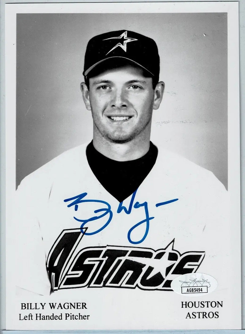 Billy Wagner Signed 5x7 B&W Photo Auto 1996 Houston Astros Team Issue JSA - Sports Memorabilia