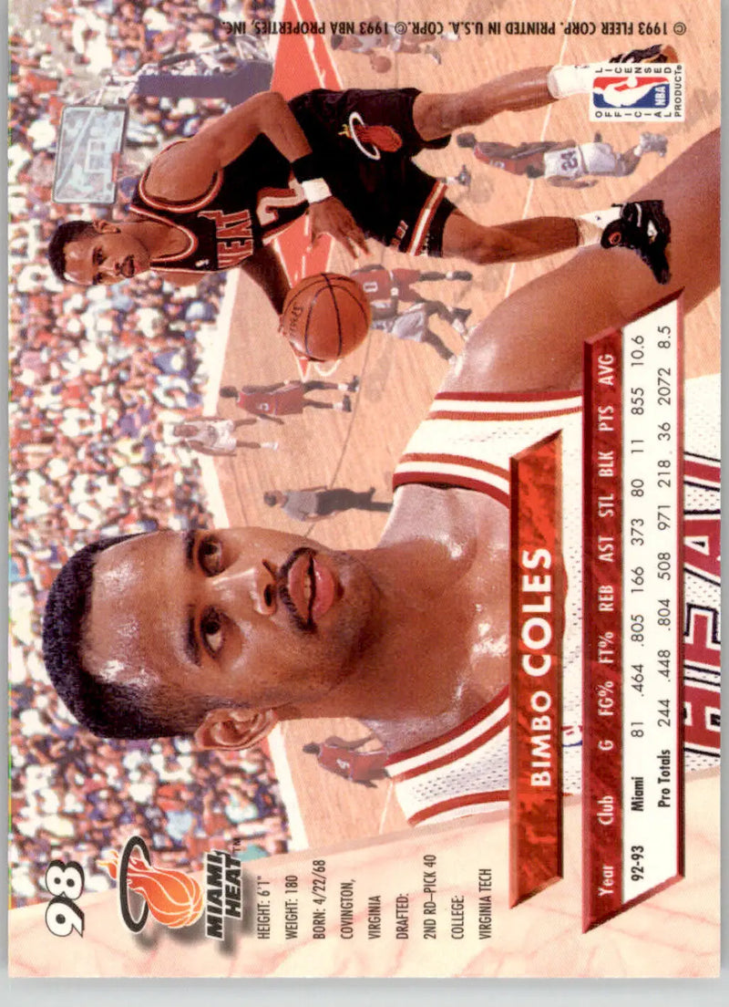 Bimbo Coles - 1993-94 Ultra - #98 - Basketball - Basketball Card Single