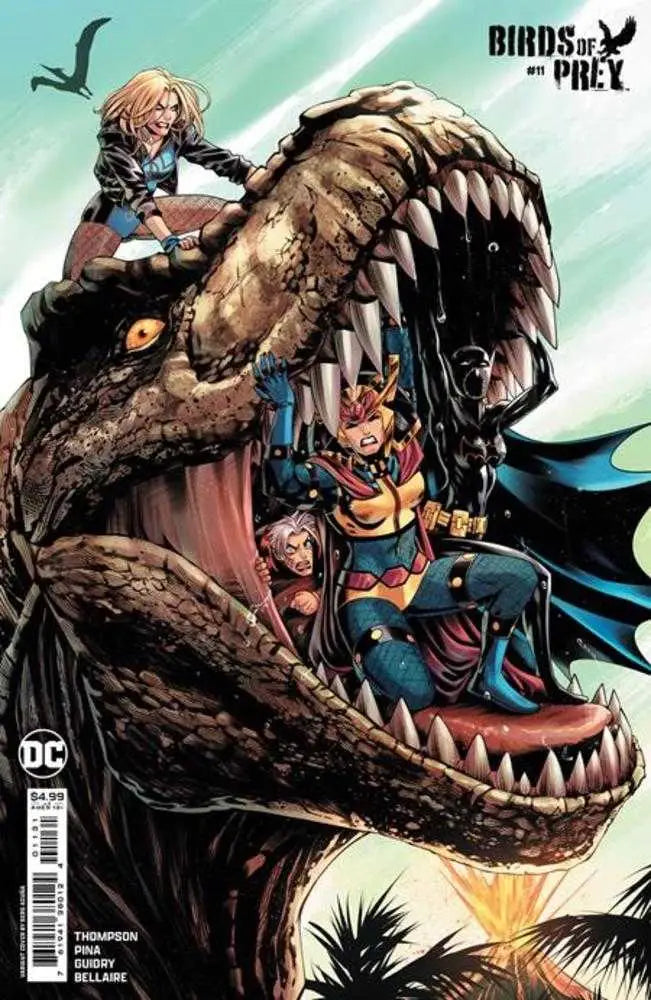 Fierce Tyrannosaurus Rex with sharp teeth on Birds Of Prey #11 trading card variant