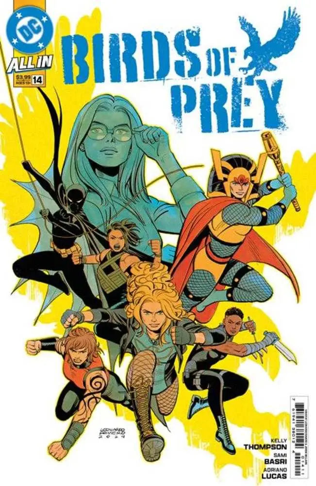 Comic book cover for Birds of Prey #14 featuring dynamic characters, ideal for trading cards