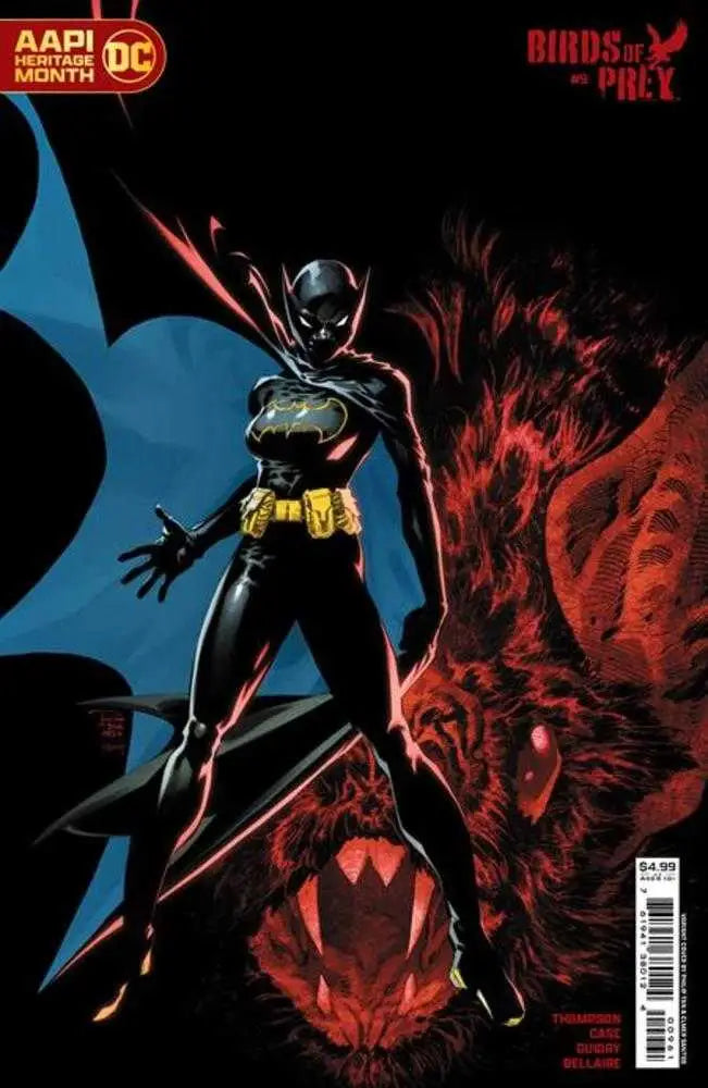 Batgirl in black combat suit poses on Birds Of Prey #9 trading cards variant