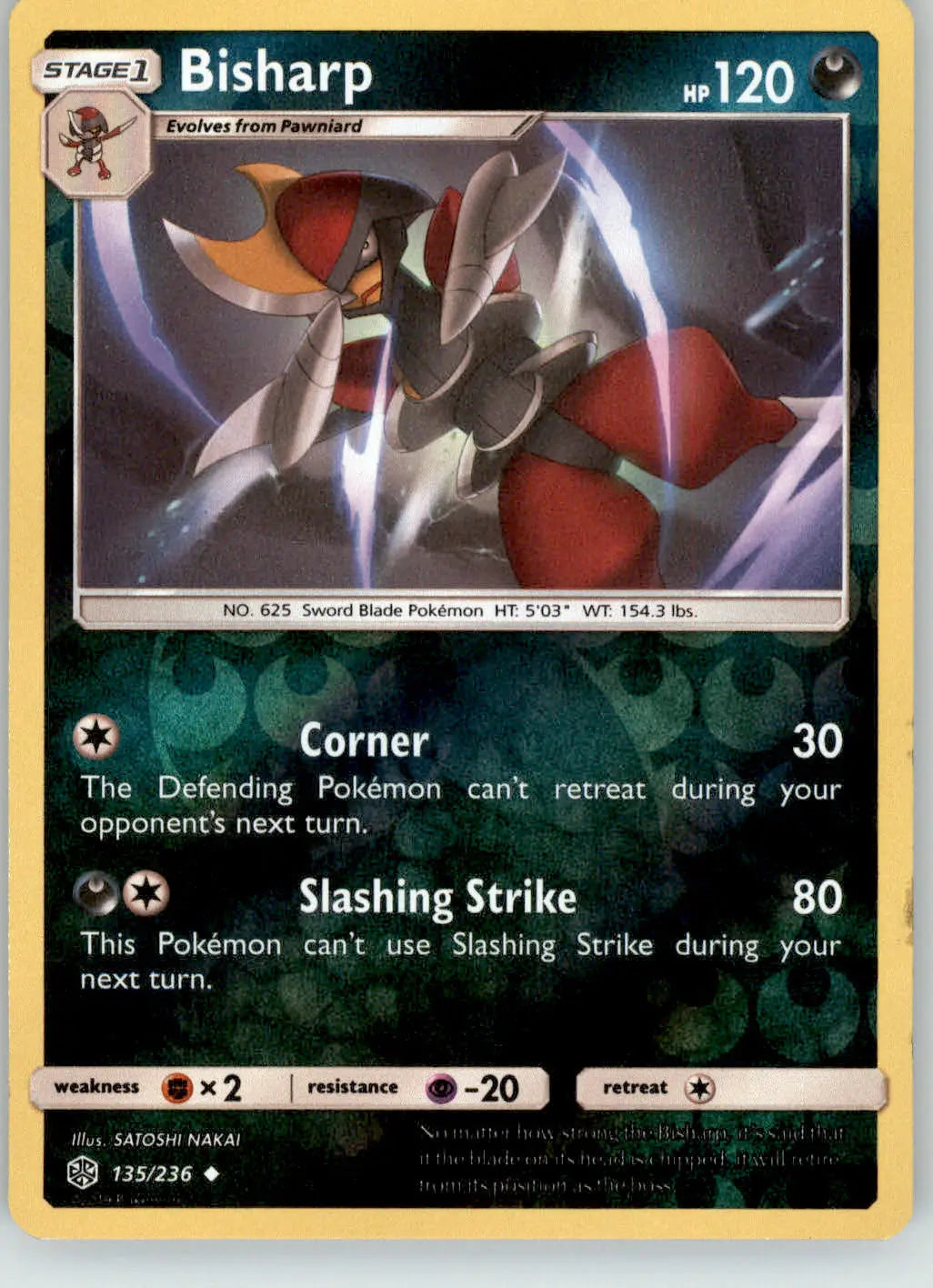 Bisharp - Cosmic Eclipse - 135/236 - Reverse Holo LP Pokemon - Pokémon Card Single