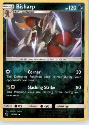 Bisharp - SM - Cosmic Eclipse - Reverse Holo LP - #135/236 - Pokémon Card Single