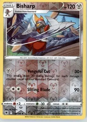 Bisharp - SWSH10: Astral Radiance - Reverse Holo LP - #116/189 - Pokémon Card Single