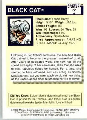 Black Cat - 1990 Impel Marvel Universe - #72 - Non_sport - Marvel Card Single