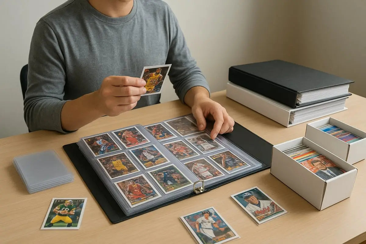 Black Panini trading cards album with protective sleeves