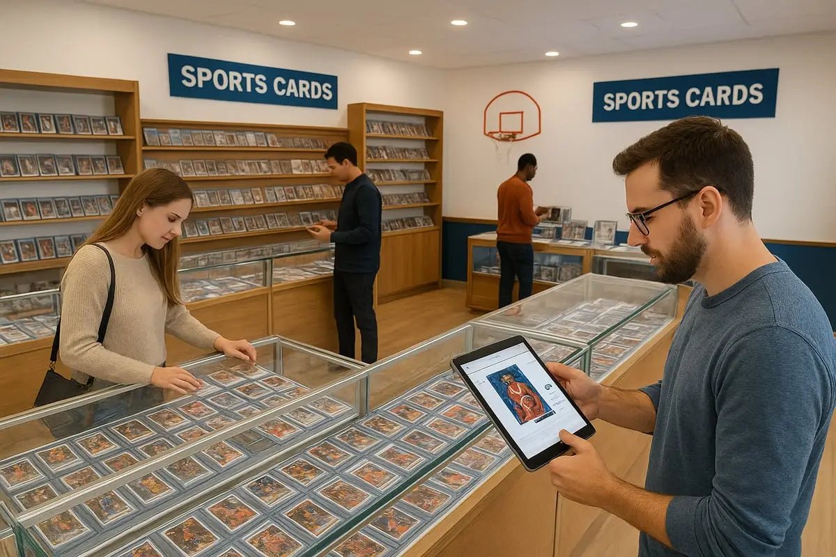 Black tablet displaying basketball basketball cards image