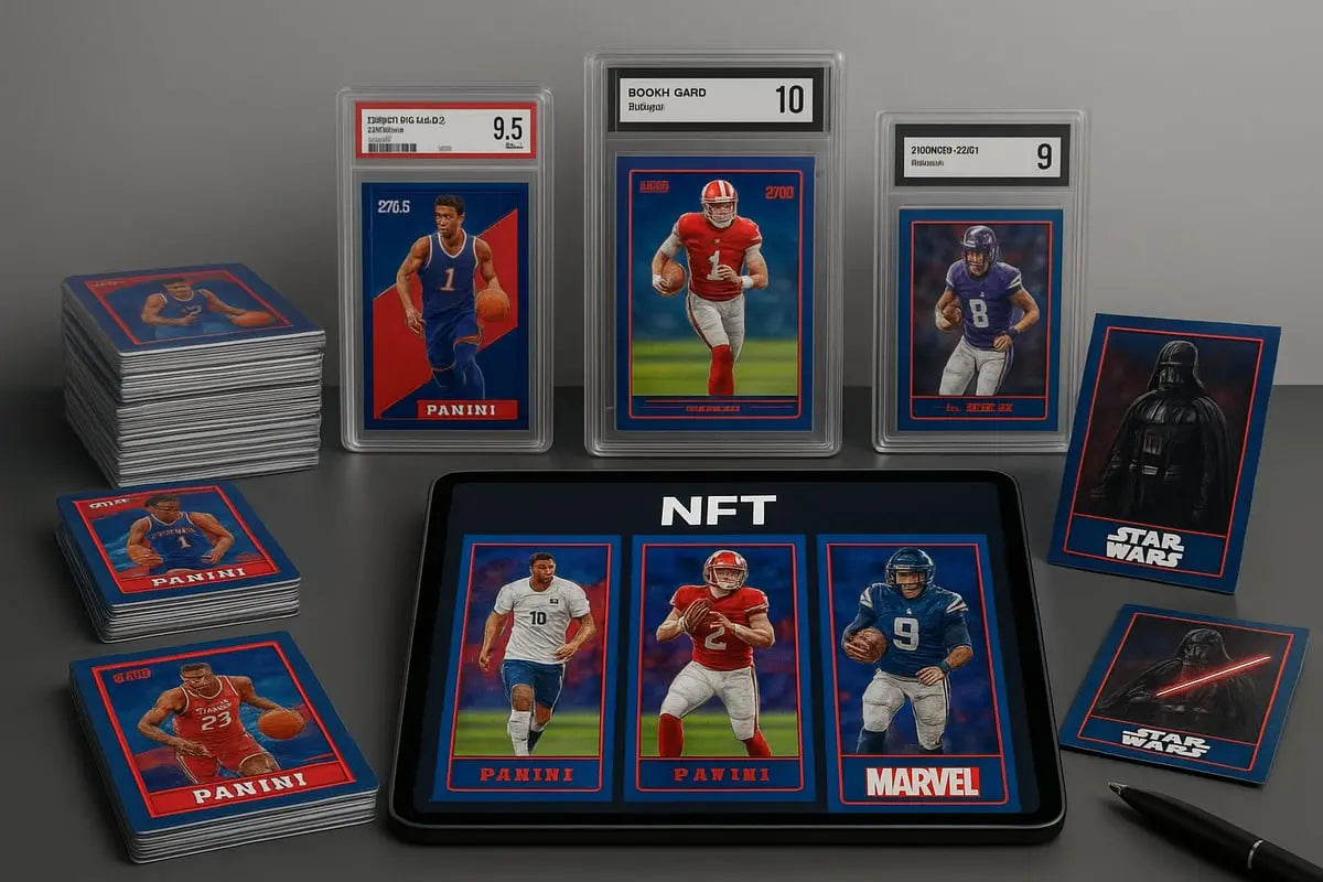 Black tablet showing Panini NFT cards in Ultimate Guide to Shop Panini Cards 2026