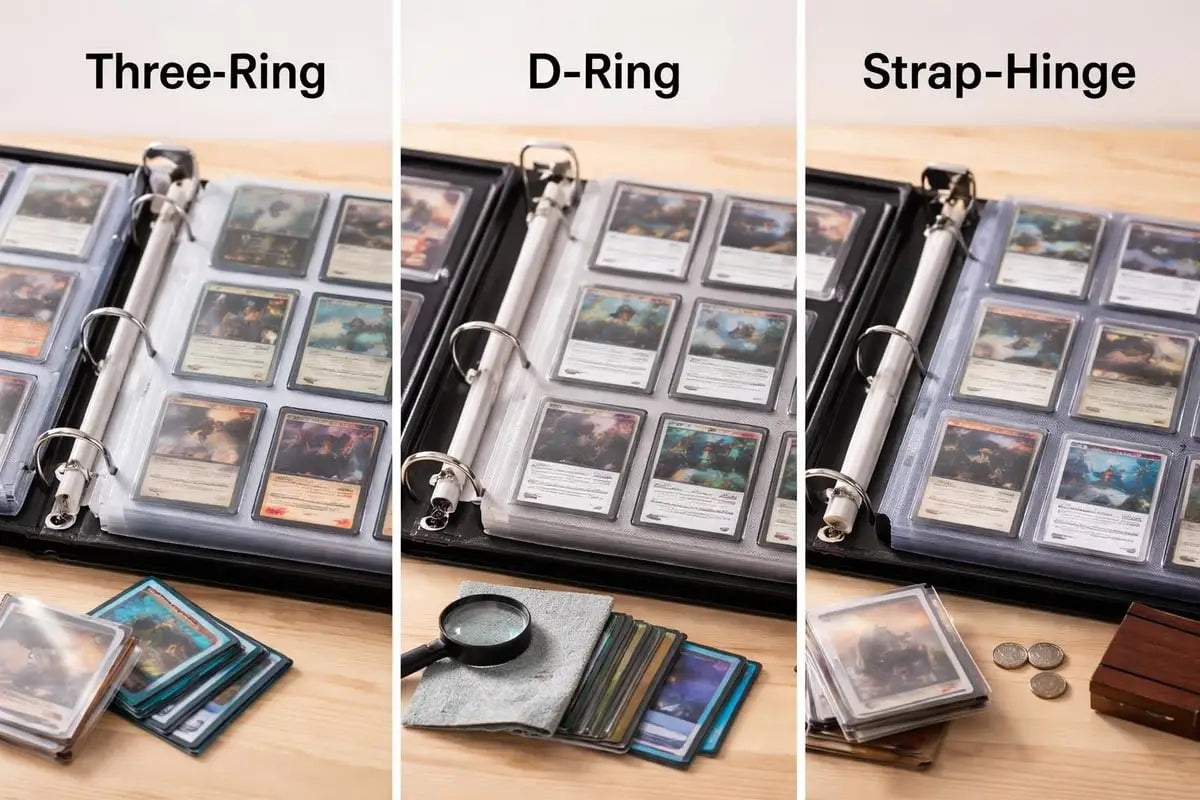Black baseball card binder with Magic: the Gathering cards in protectors
