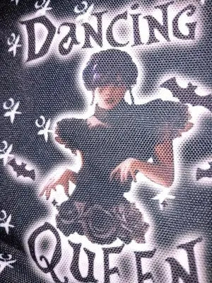 Black Wednesday Addams Themed Lunch Bag with a ’Dancing Queen’ Graphic Netflix - Collectibles