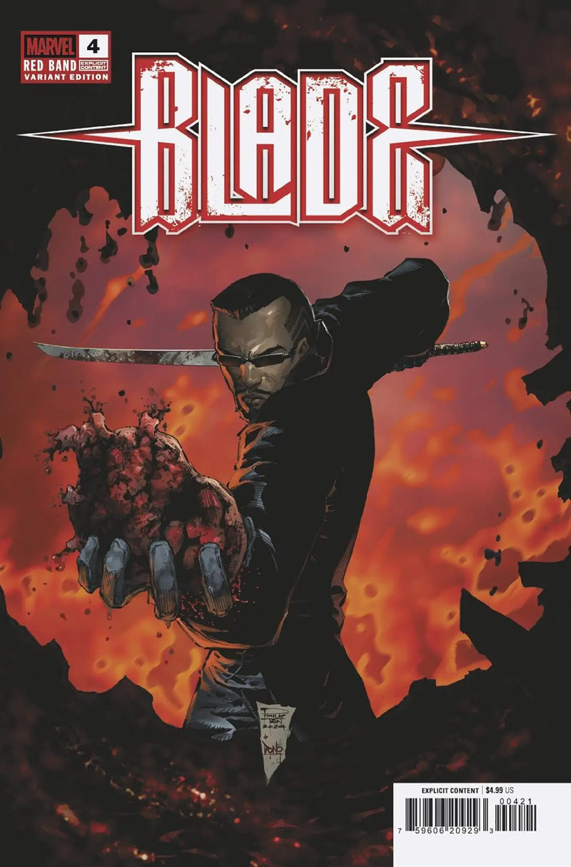 Comic book cover of Blade Red Band #4 featuring a silhouetted figure with a sword
