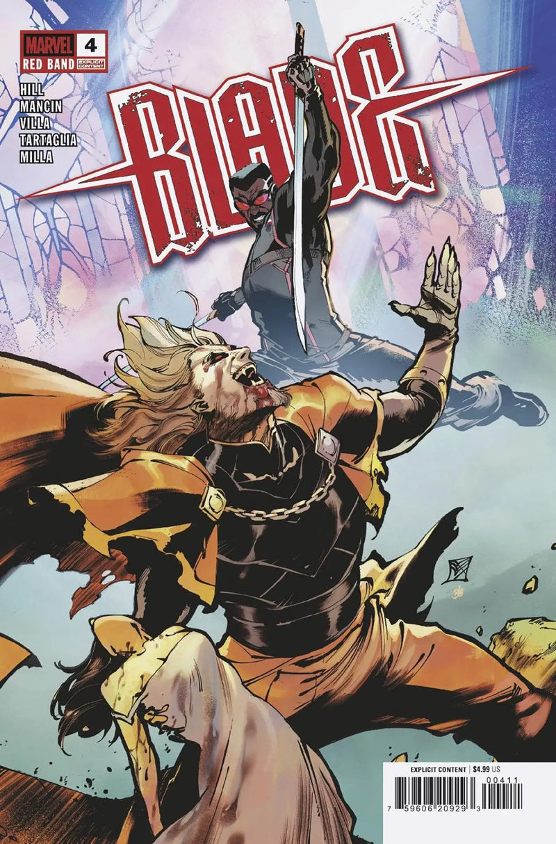 Comic book cover of Blade: Red Band #4 featuring a dramatic action scene in flight