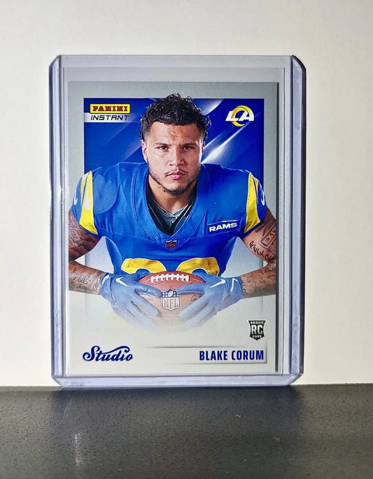 Blake Corum 2024 Panini NFL Studio Rookies #3 Card Los Angeles Rams 1/1672 - Football Card Single