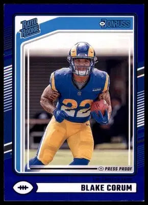 Blake Corum Rookie 2024 Donruss Press Proof Blue #322 Los Angeles Rams - Football Card Single
