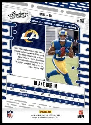 Blake Corum Rookie 2024 Panini Absolute Retail #168 Los Angeles Rams - Football Card Single