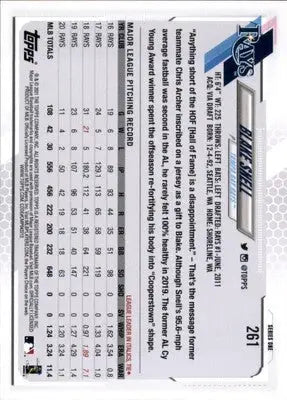 Blake Snell 2021 Topps #261 Tampa Bay Rays - Baseball Card Single