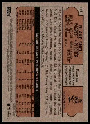 Blake Snell 2021 Topps Heritage #669 San Diego Padres - Baseball Card Single