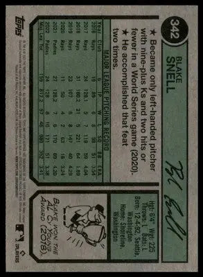 Blake Snell 2023 Topps Heritage #342 San Diego Padres - Baseball Card Single