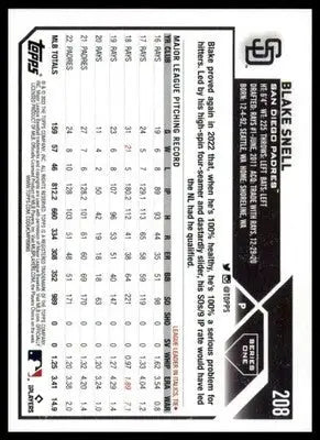 Blake Snell 2023 Topps Rainbow Foil #208 San Diego Padres - Baseball Card Single