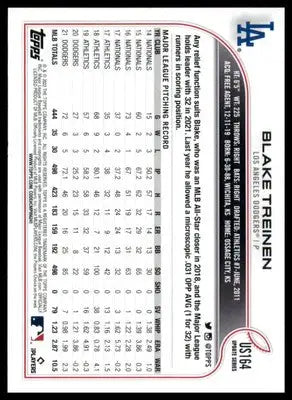 Blake Treinen 2022 Topps Update #US164 Los Angeles Dodgers - Baseball Card Single