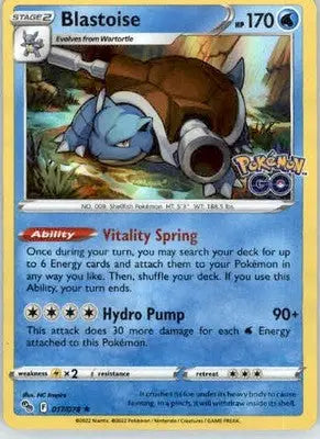 Blastoise - Pokemon GO - 017/078 - Holo NM - Pokémon Card Single