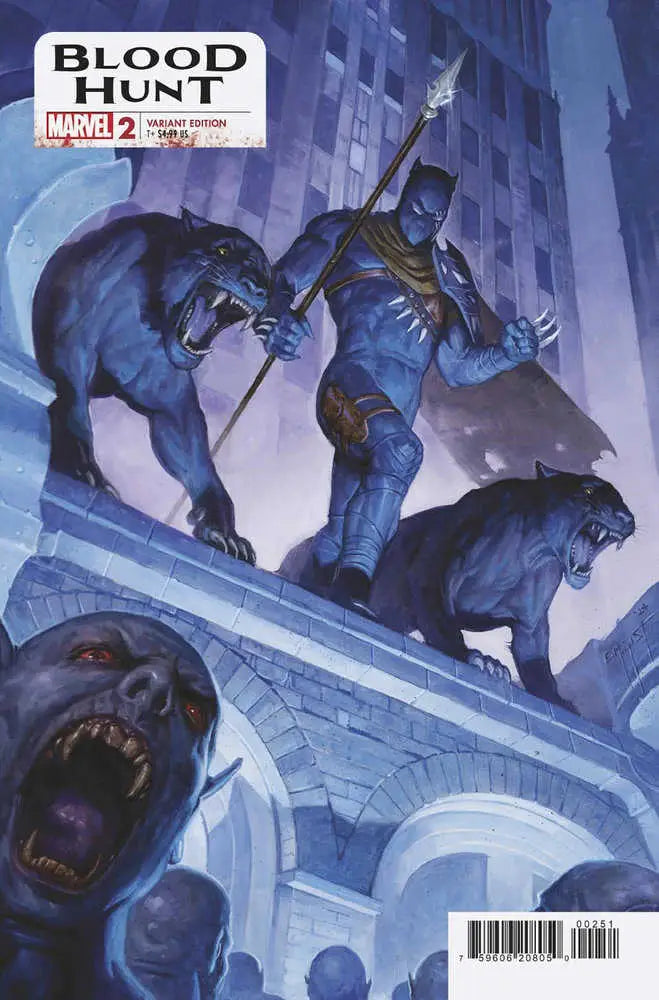 Comic book cover of Blood Hunt #2 featuring a Batman-like figure with panthers